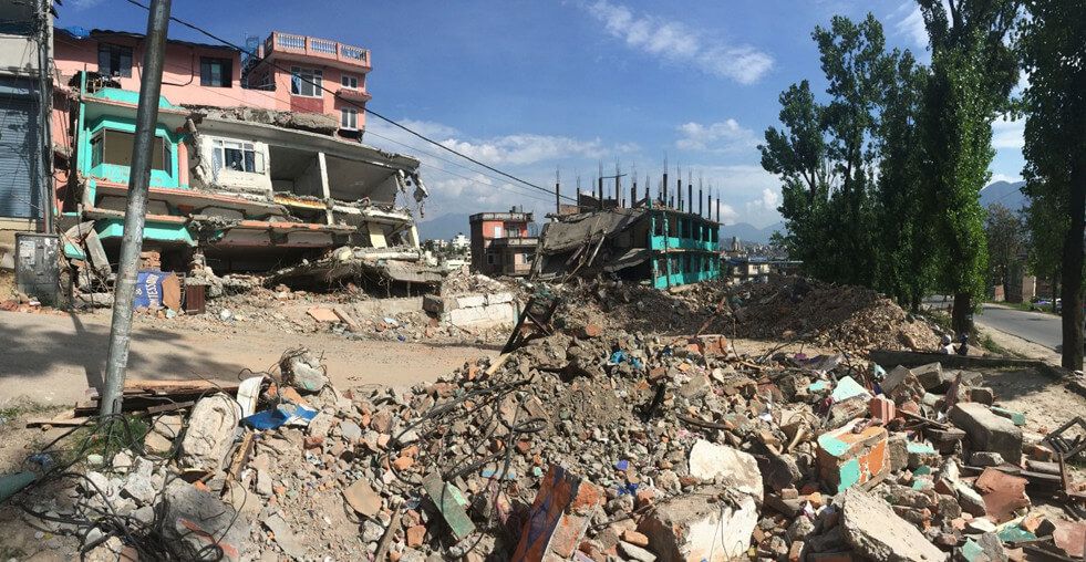 Devastation in Nepal following the earthquake in 2014.